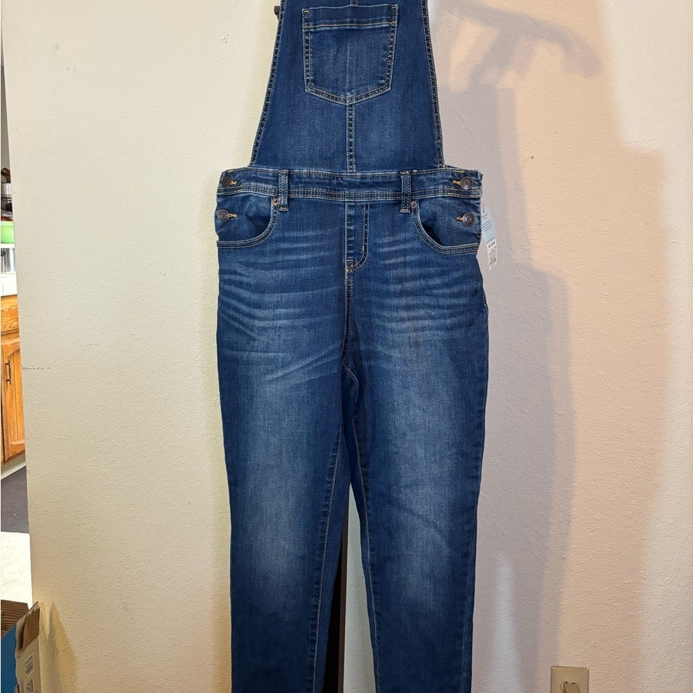 Cat & Jack Stretch Denim Classic Overalls Sz 14-16 New With Tags Girls - Picture 2 of 6